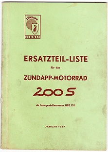 Original Ersatzteilliste Typ 200 S